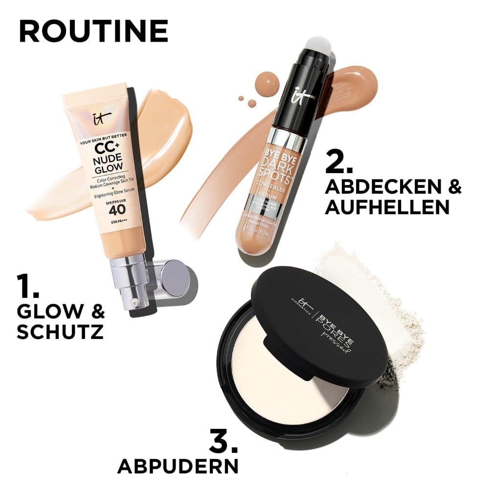 IT Cosmetics, Bye Bye Dark Spots Concealer-Serum, mittlere Abdeckung, anpassbar, angereichert mit Niacinamid, Hyaluronsäure & Koffein, 6,7 ml