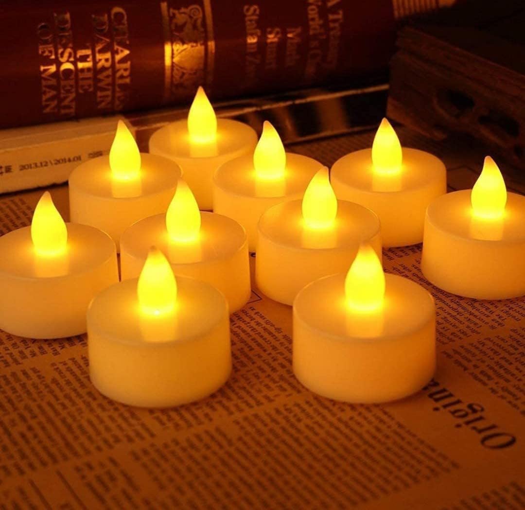 parvluxe 12 pcs led tea light candles flameless, smokeless, battery operated diyas decorative acrylic candles for home decor, festival gifting,home,birthday,diwali,christmas,balcony,birthday
