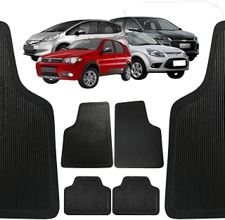 Jogo de Tapetes Automotivos Universais 4 Peças Borracha Preta Compatível com Todos Os Veiculos (Gol furgão 1985 a 1998)
