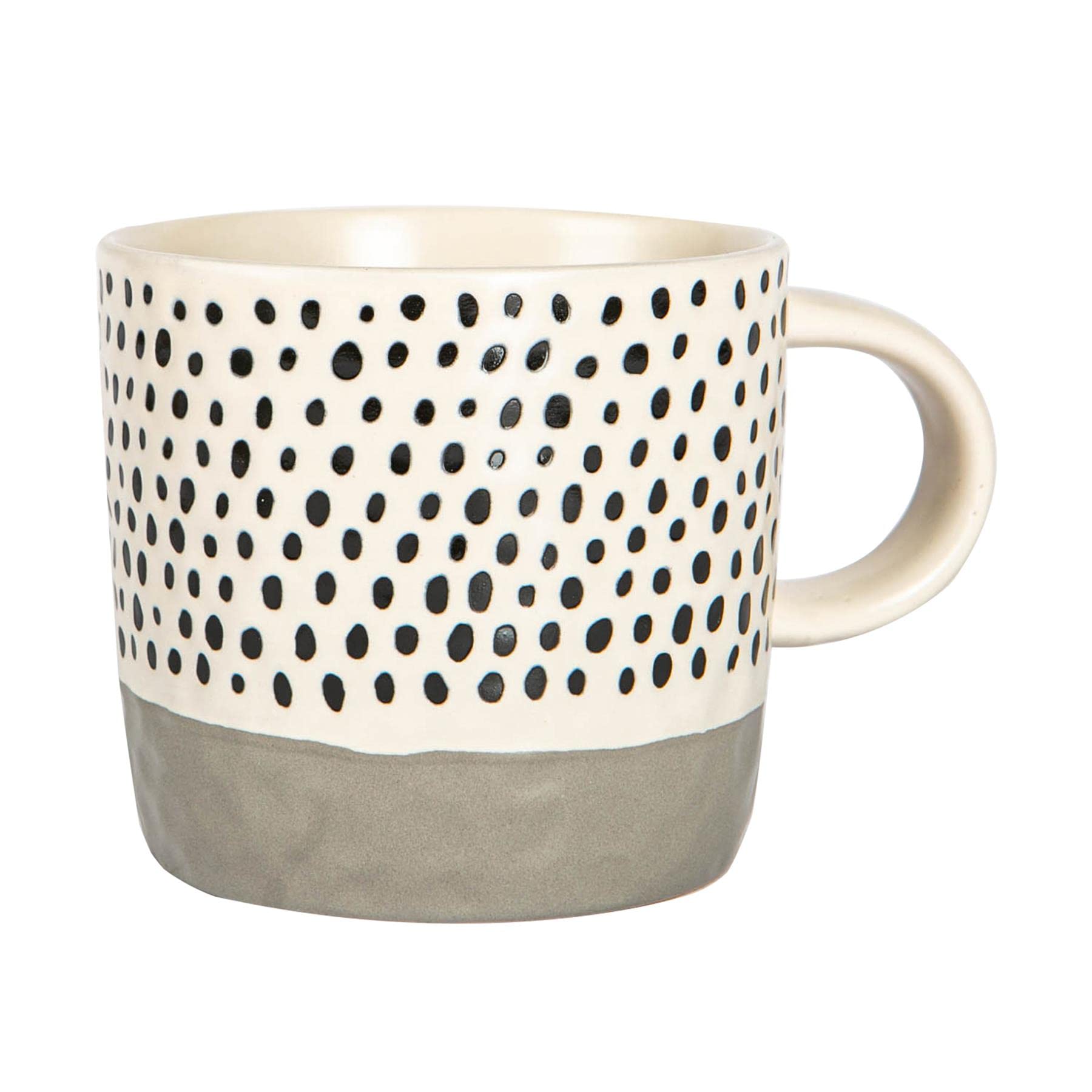 Nicola SpringCeramic Coffee Mug - 385ml - Grey Dipped Dots Stoneware Coffee Cups Dishwasher & Microwave Safe Large Tea Mugs for Hot Drinks, Hot Chocolate, Coffee, Tea