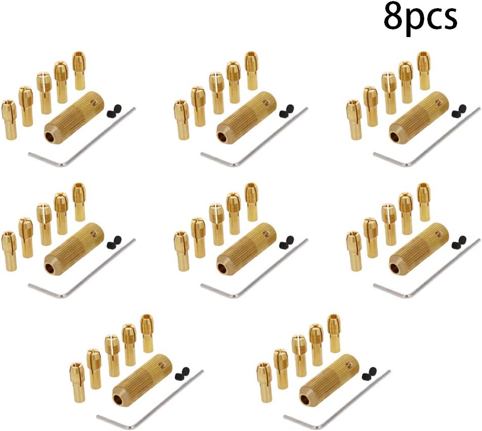 Utoolmart Brass Drill Chuck Collet Bits 0.5 1 1.6 2.4 3mm for Dremel Rotary Tools 8Pcs