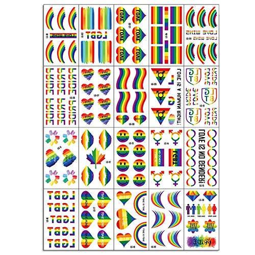 123 UNIDS Rainbow Tatuajes Temporales Del Arco Iris Amor Orgullo Gay Pegatinas de Orgullo Arco Iris Diferentes Rayas en forma de Corazón Pegatinas de Tatuaje para Desfiles Celebraciones Suministros Cover