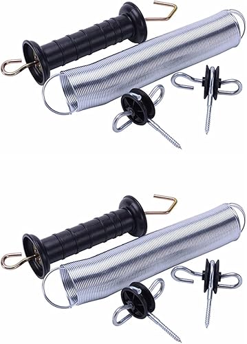 Q'mark Kit de puerta de valla eléctrica, juego de manijas de valla eléctrica, juego de manijas de puerta de resorte con resorte de tensión de 16