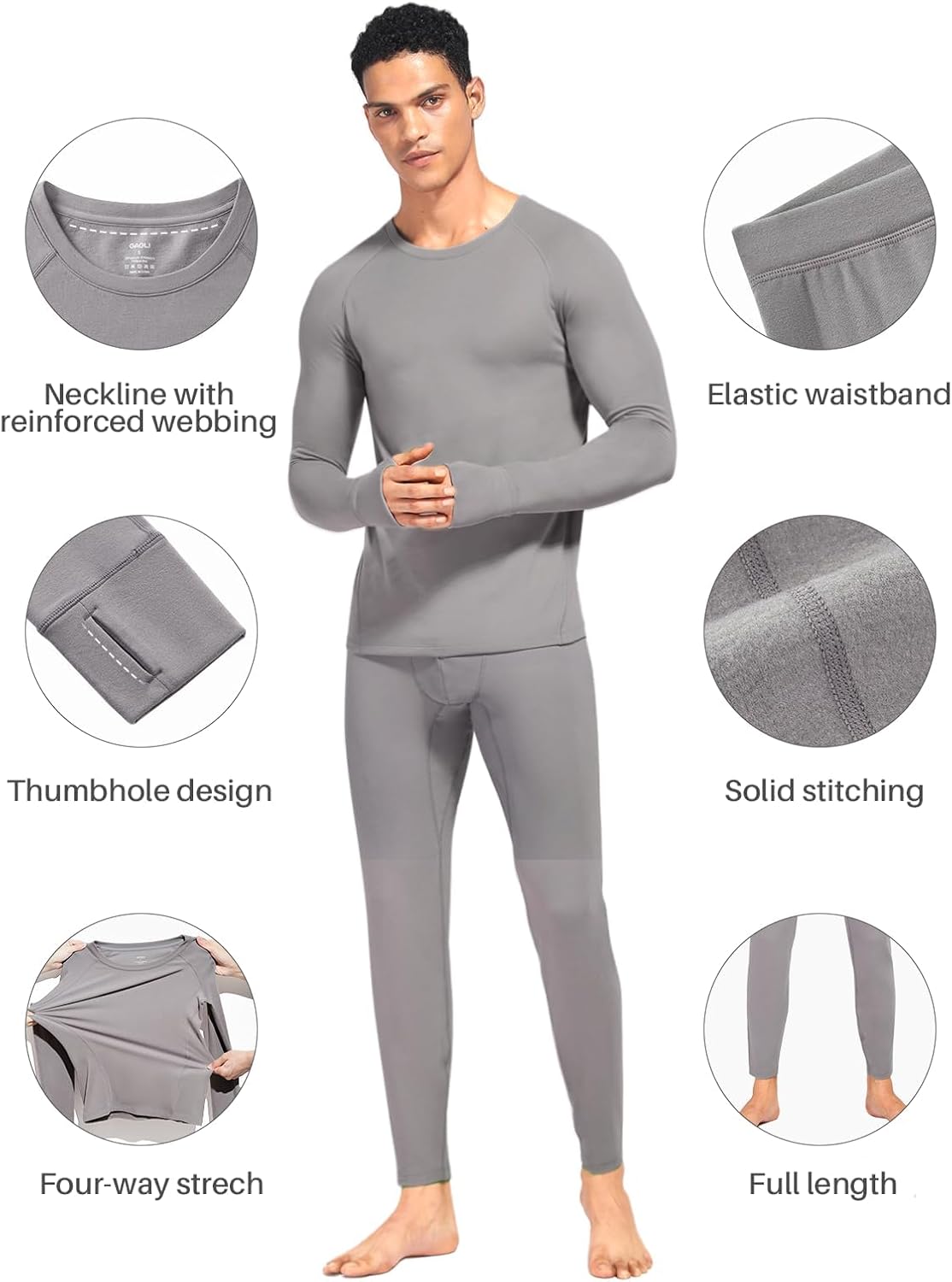 Long Johns for Men Thermal Underwear Soft Fleece Lined Base Layer Set Thermal Top Bottom Pajama Set for Cold Weather - Image 6