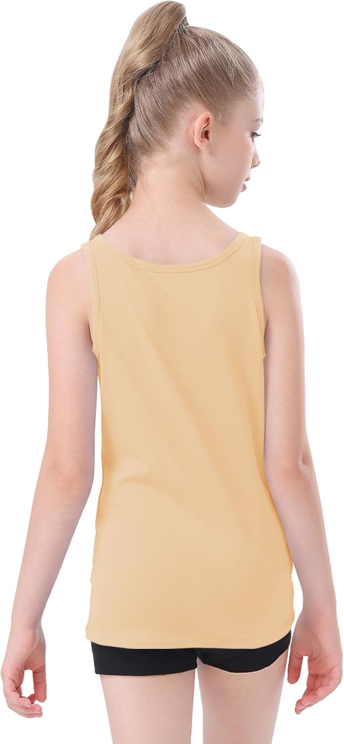 QBK 2T-13Years Girls Tank Tops Cotton Dance Basic Sleeveless Undershirts for Gymnastics Ballet Dancewear - Image 2