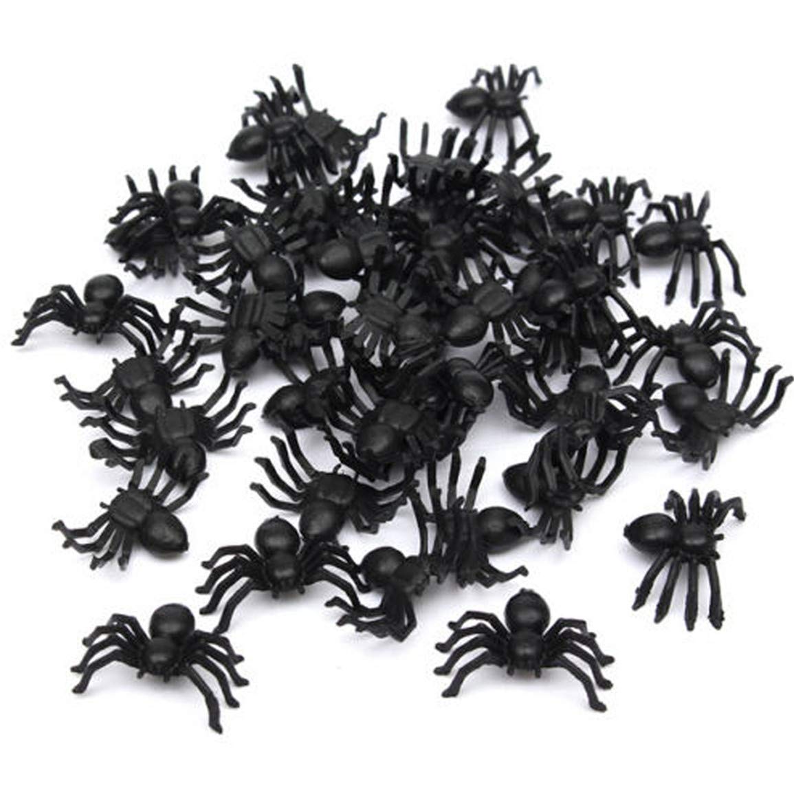 LSSJJ 50PCS Halloween Plastic Spider Decoration Accessories Simulation Small Spider Props Garden Terrace Spider Web Decoration,black