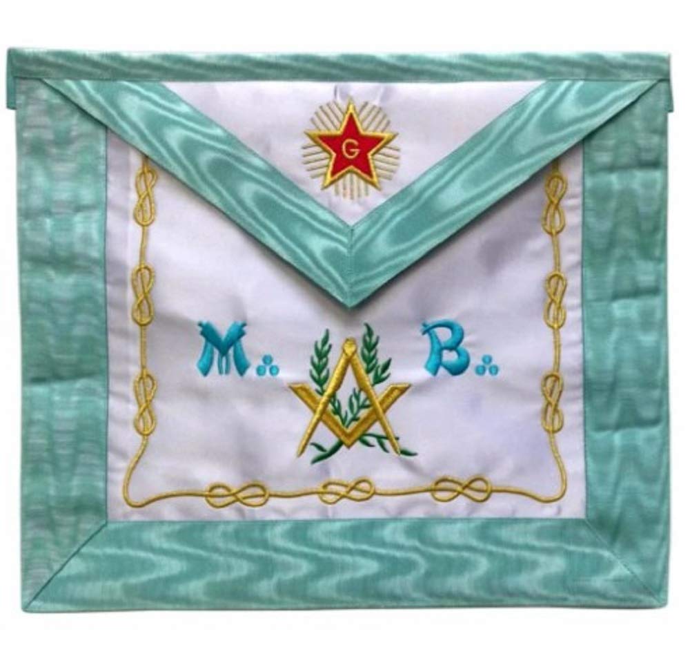Master Mason French Rite/Modern Rite Star G - Grembiule in seta, colore: Celeste