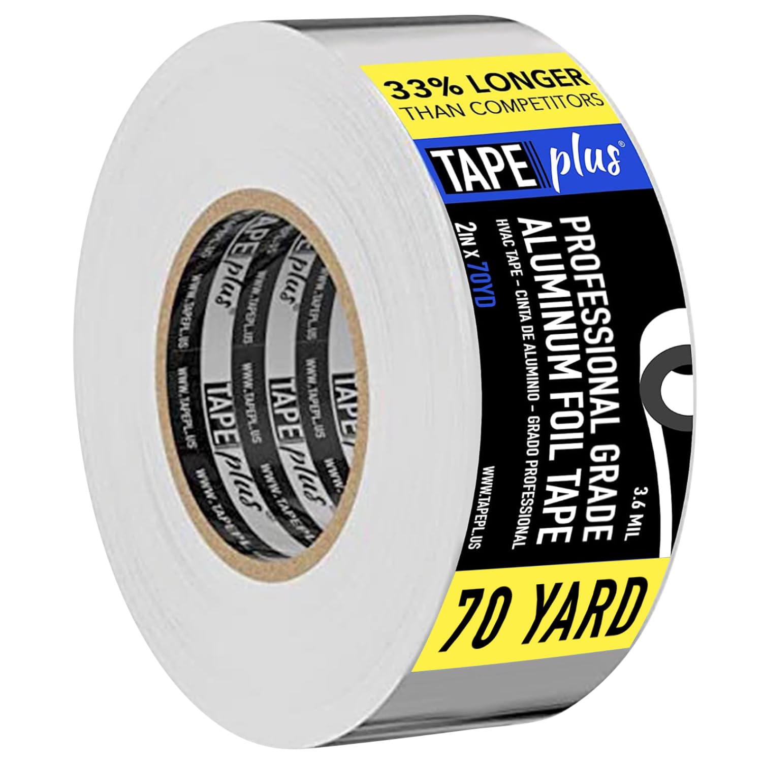 Aluminum Foil Tape - HVAC & Ductwork Sealing with HVAC Tape - Metal Ductwork Insulation & Moisture Protection - Heat-Resistant Performance to 250°F - 2 in x 70 yd, Pack of 1, Silver
