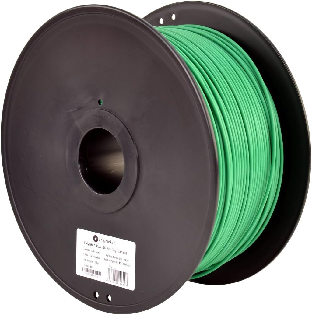 PolyLite 3D Printer Filament, PLA, 2.85 mm, 3 kg Reel, True Green