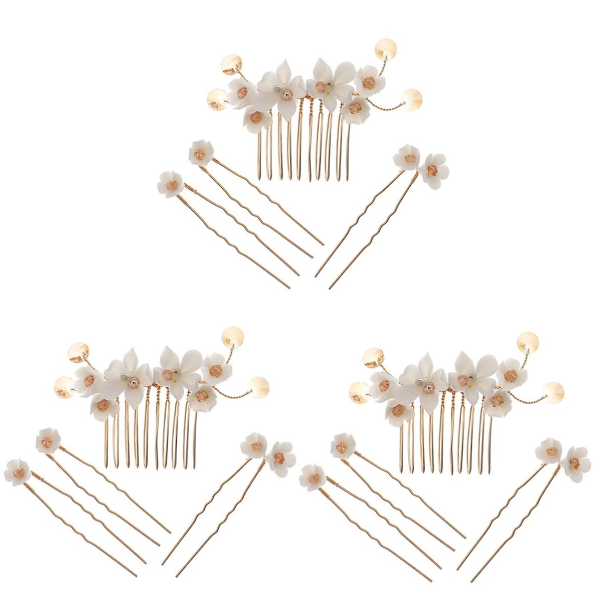 MAGICLULU 12 Stk Blumen seithaar kamm Haarspangen Haarklammer hair clips comb Haarnadel haarschmuck Frauenhaarstock Blumenhaarstab für Frauen Hanfu Brötchen die Blumen Stift Braut Keramik