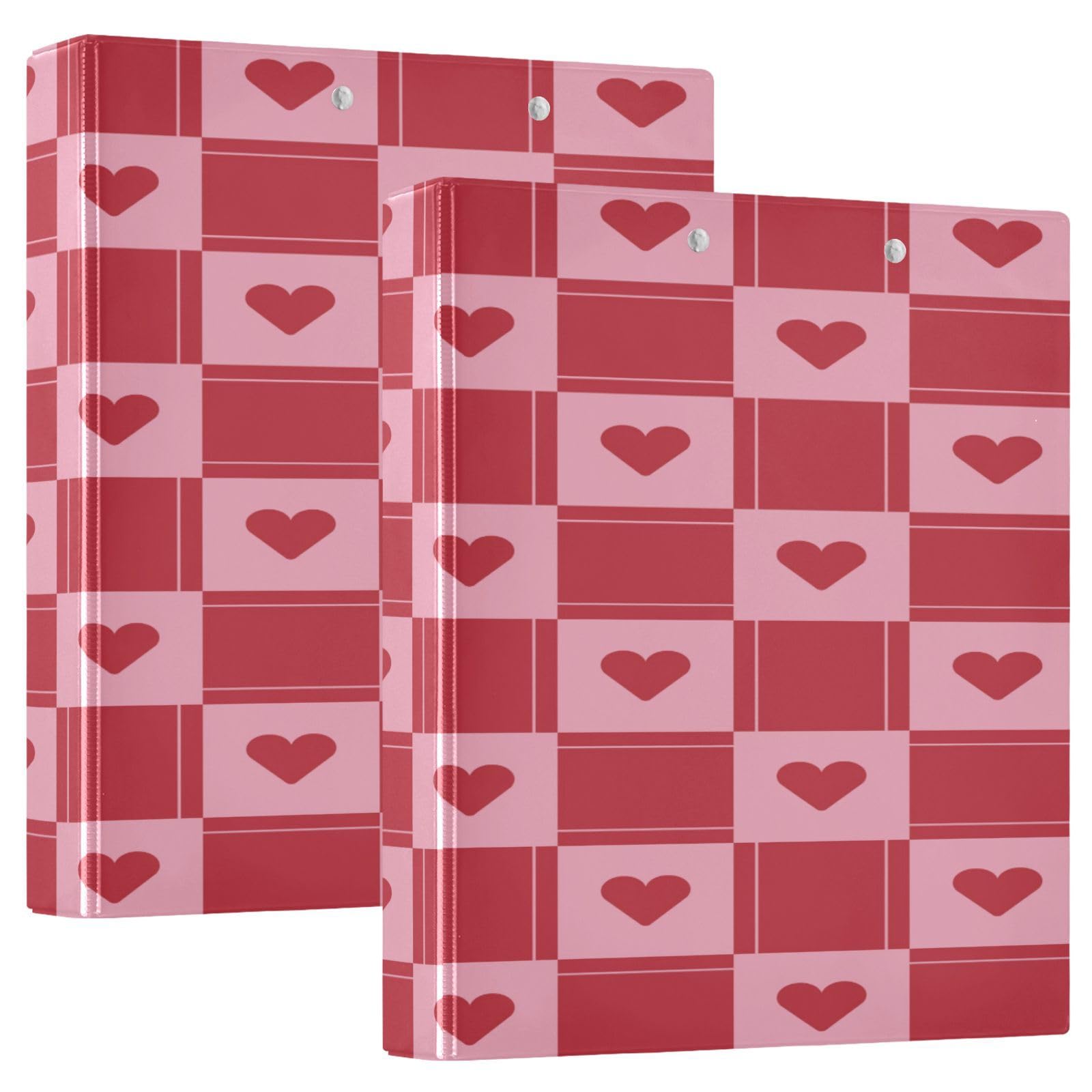 SKYSHU Love Heart - Raccoglitori ad anelli rotondi con 3 tasche interne in PVC trasparente, impermeabili, robusti, 3,8 cm, con clip in metallo antiscivolo, raccoglitori versatili per 200 fogli,