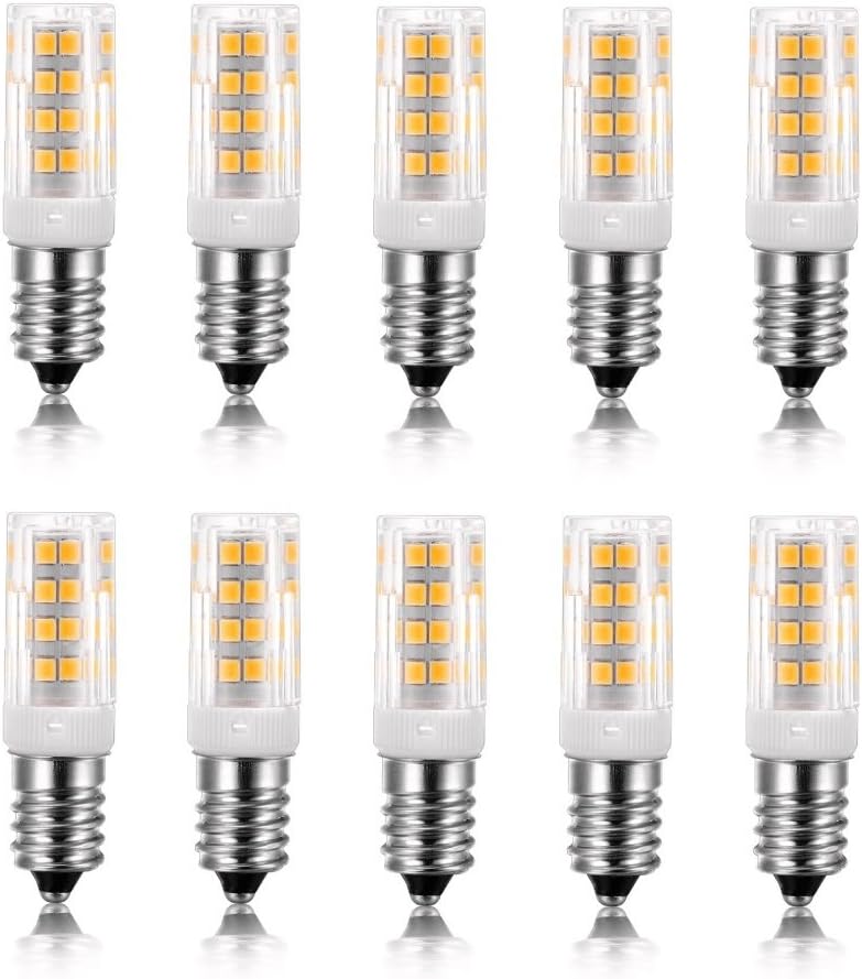 E14 5W LED Light Bulb, 10 Pack, Warm White 3000K, 40W Incandescent Bulb Equivalent, 400LM 52 LED 2835-SMD Light, Not Dimmable, AC 110V