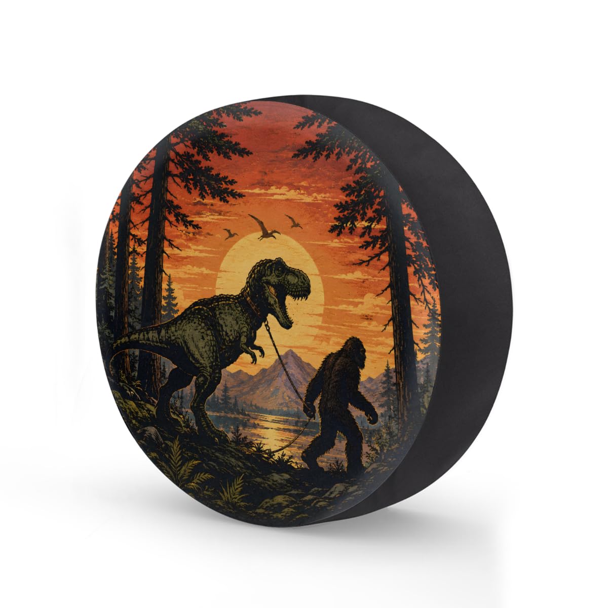 Bigfoot Dinosaur Spare Tire Cover Wheel Covers Protectors Waterproof Dust-Proof Universal Fit Trailer, RV, SUV and Many Vehicle 14 Inch,C-02