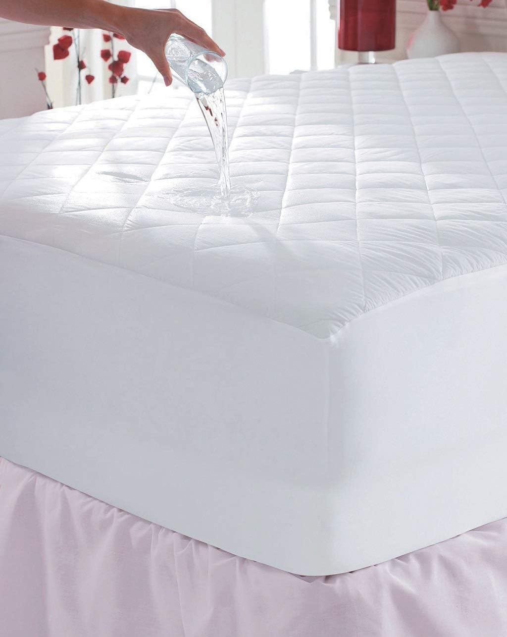 Non-Allergenic WATERPROOF Extra Deep Quilted Mattress Protector Topper Fitted Mattress Cover Sheet 30cm Deep (Single)