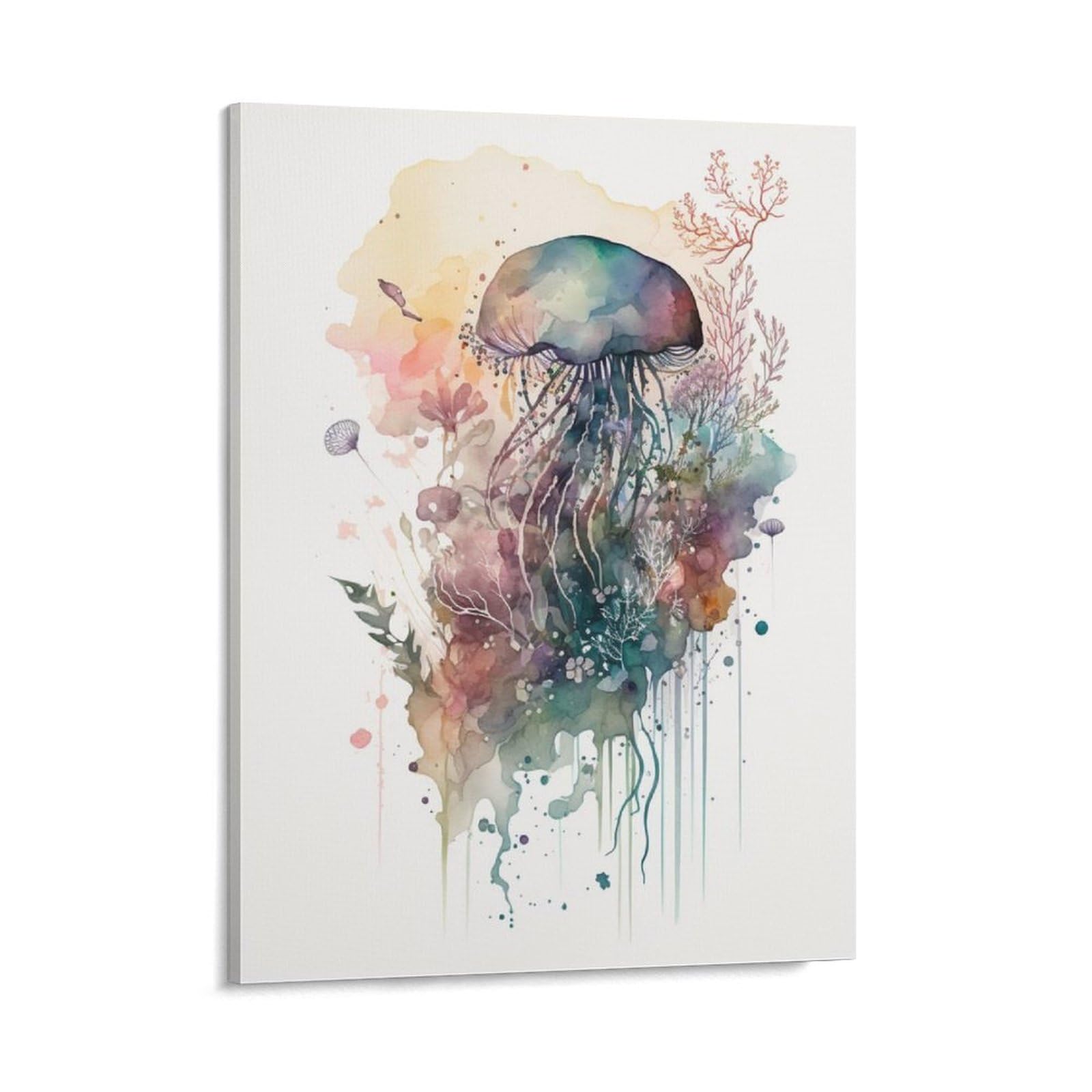 Amazon.co.jp: 絵画 クラゲの水彩画インテリア 絵画 サンゴ群アート