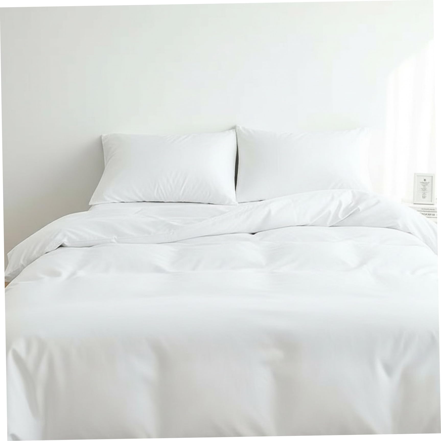 Parure de lit double blanche 4 pièces en tissu respirant doux