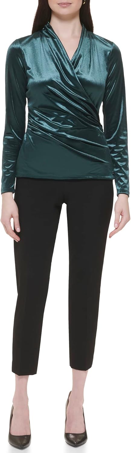 Tommy Hilfiger Women's Wrap Top Dressy Blouse Knit Top - Image 2