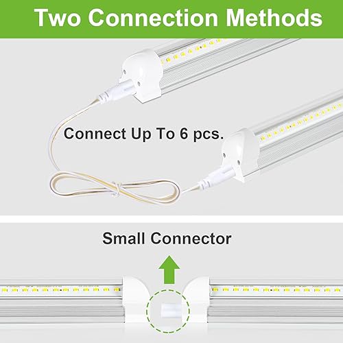 Miniatura 3 de Hykolity Luz LED de tienda de 30 W y 2 pies, 3500 lm 6500 K, luz blanca súper brillante, lámpara de techo enlazable, luz de tubo LED T8 integrada en