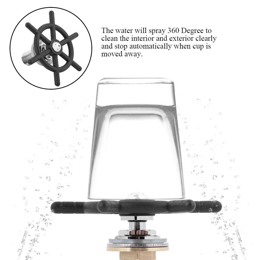 Jeffergarden Cabeza de Enjuague de Vasos para Grifo de Acero Inoxidable y Latón Limpieza 360° Automática para Bares y Hogar