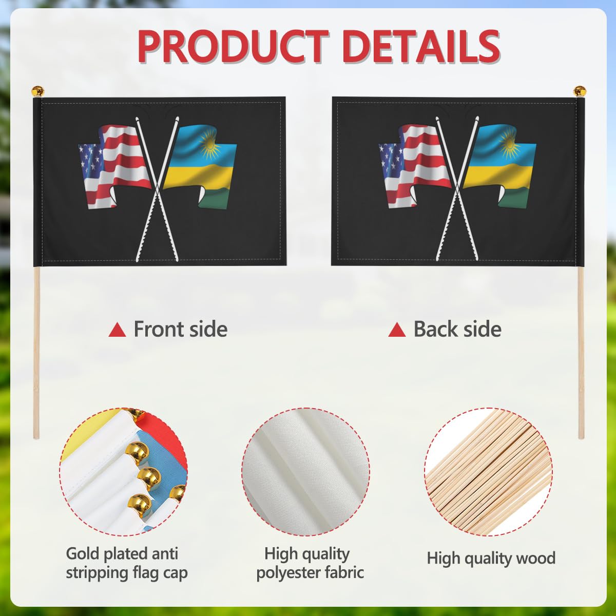 Handheld Rwanda Flags 14*21cm Rwanda Hand Flag, Rwanda Rwandan National ...