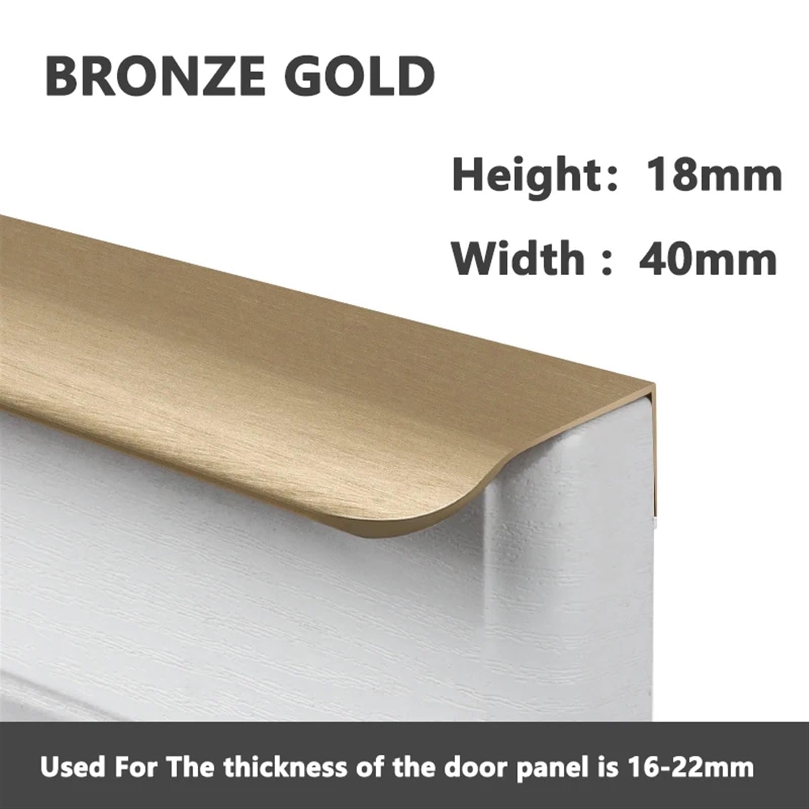 Tiradores ocultos modernos para muebles en aleación de aluminio dorado y negro, para tiradores largos de armario de cocina y manijas de puerta de armario, 1 unidad (longitud de oro bronce 800 mm)