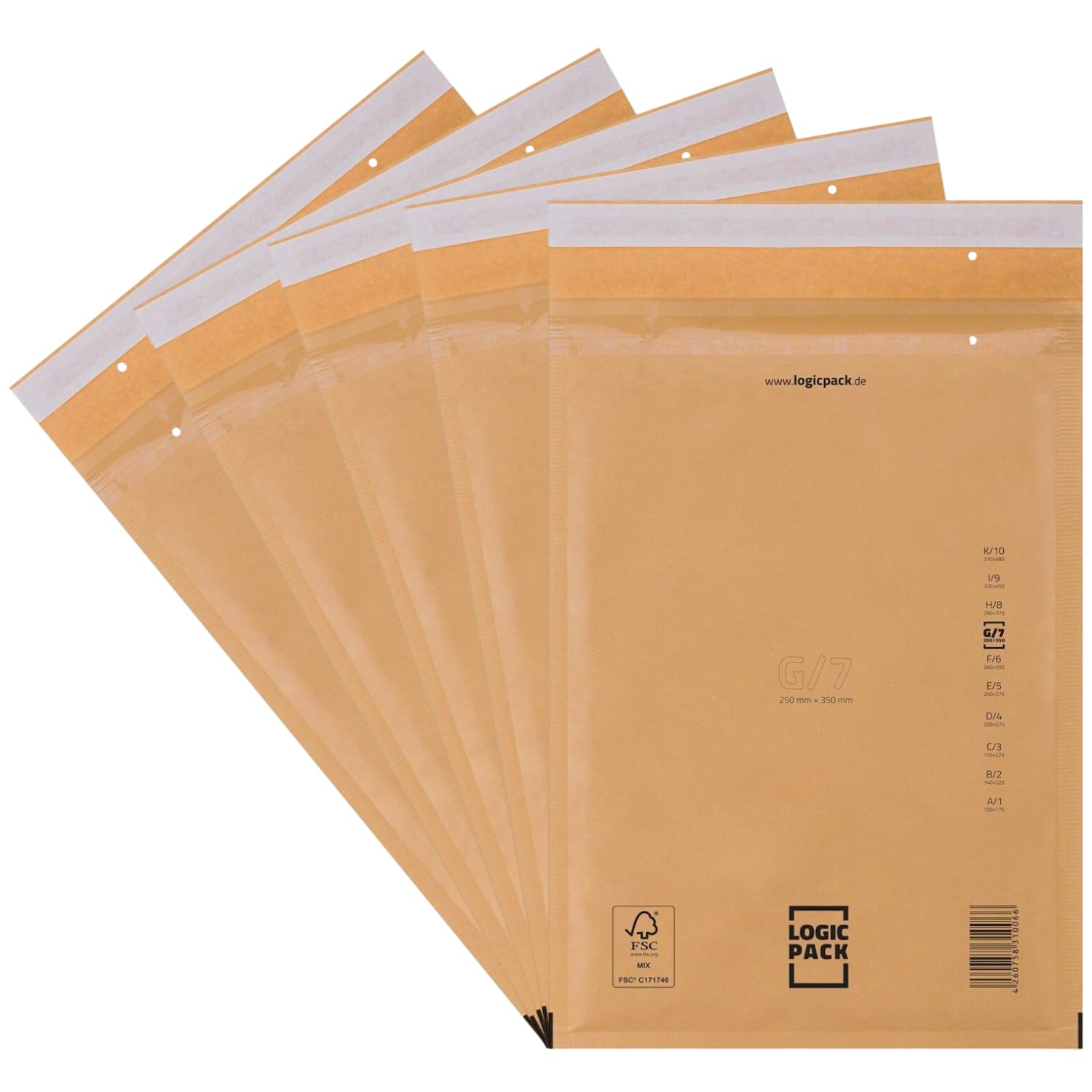 100 Luftpolsterumschläge Luftpolstertaschen Braun G7 250 x 350 mm Gepolsterte Briefumschläge, Haftklebend Versandtaschen mit Luftpolsterfolie für DIN A4