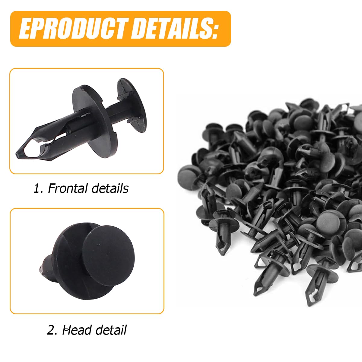 Lot De 100 Clips De Fixation Universels Pour Voiture - Rivets En Plastique Pour Pare-chocs, Habillage Intérieur - Réparation Auto