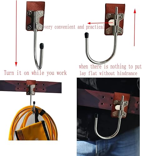 Miniatura 7 de Soporte de cuero para taladro para cinturón, gancho para herramientas, funda para herramienta de araña, soporte para martillo, 2 paquetes