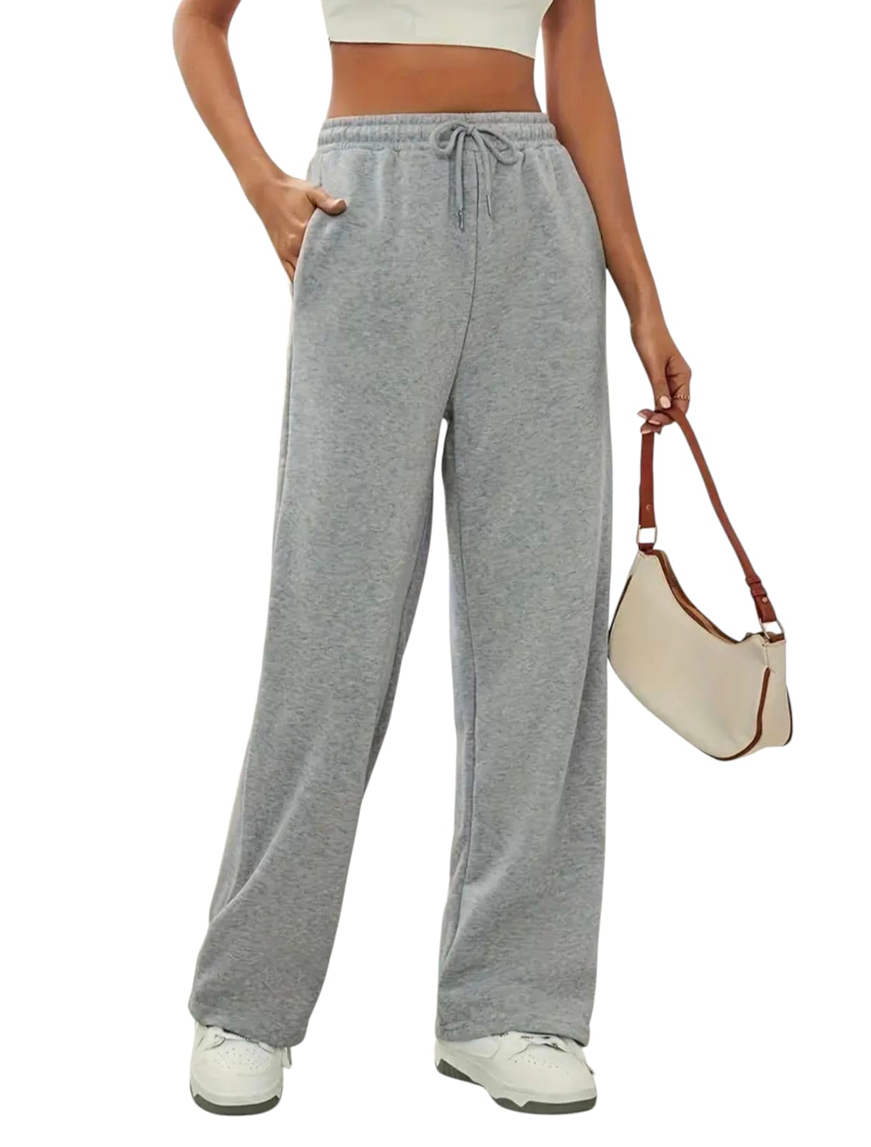 perfette wollo Women High Rise Sports Joggers Relaxed Fit Cotton Blend Track Pants for Active & Casual Wear-picture-36