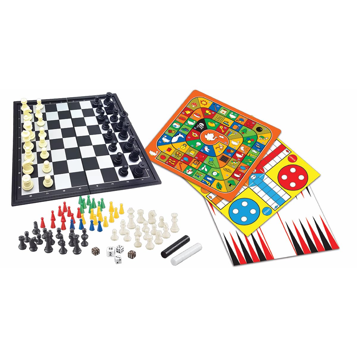 Lexibook, 8-in-1 games set, Chess, Checkers, Backgammon, Chinese checkers, Nine men's Morris Game, Snakes & Ladders game, Goose game, Ludo Game, JGM800LXB