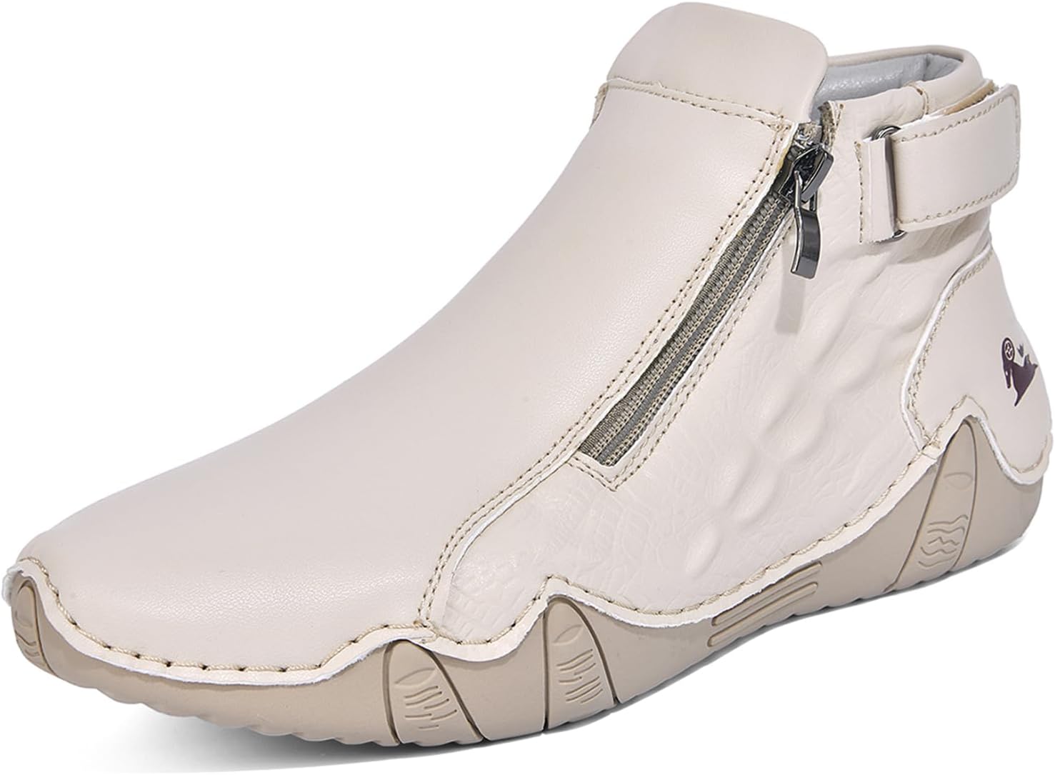 Women's Leather Handmade Ankle Chukka Boots Fashion Side Zipper High Top Breathable Orthopedic Outdoor Non-Slip Hiking Walking Casual Sneakers