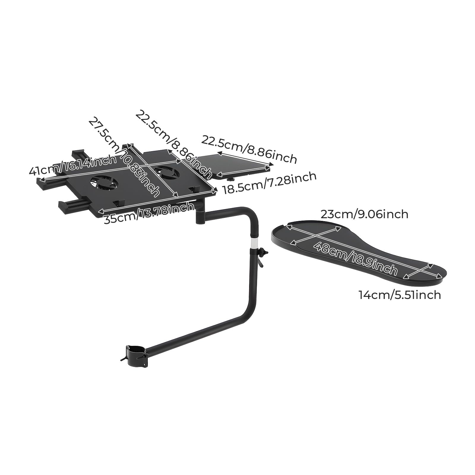 Supporto per tastiera con tappetino per mouse e bracciolo, supporto per tastiera mobile con 2 ventole, accessori per computer, altezza regolabile, larghezza per ufficio, ergonomia per 8-12