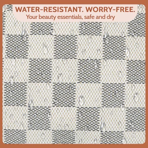 Checkered Makeup Bag Set, 3-Piece Waterproof Cosmetic and Toiletry Travel Organizer with Zipper, Large Capacity Pouch for Skincare, Brushes, and Accessories2