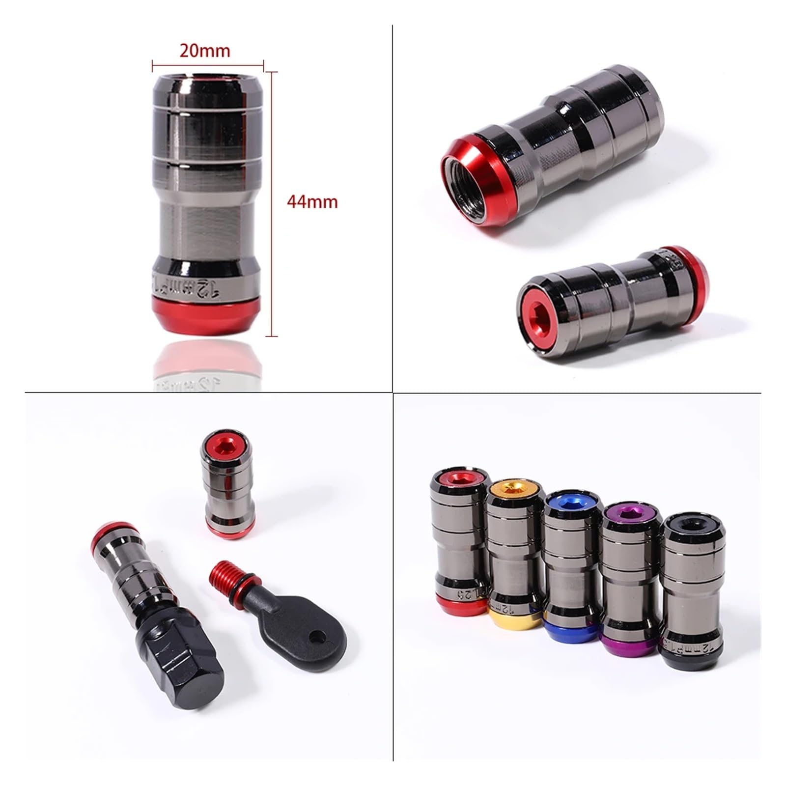 Tuercas de Rueda Tuercas De Rueda Carreras, Fórmula Heptágono Oculta, Bloqueo Ruedas Acero, Llanta Bellota, Extremo Cerrado, 20 Unids/set(Black,M12x1.5)