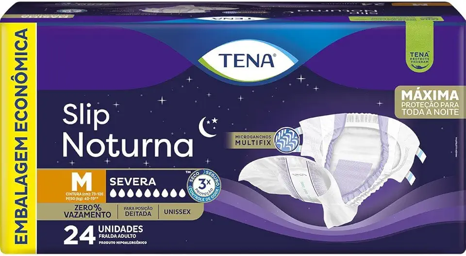 Tena Slip Noturna, Fralda Geriátrica para Incontinência Urinária, M - Embalagem econômica, 24 unidades