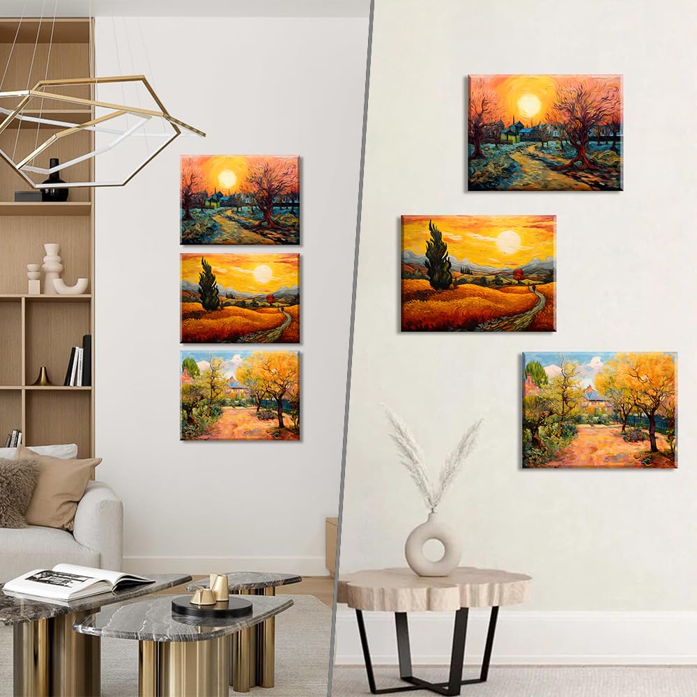 Amazon.co.jp: PIY PAINTING アートパネル 風景キャンバス画、夕日 木