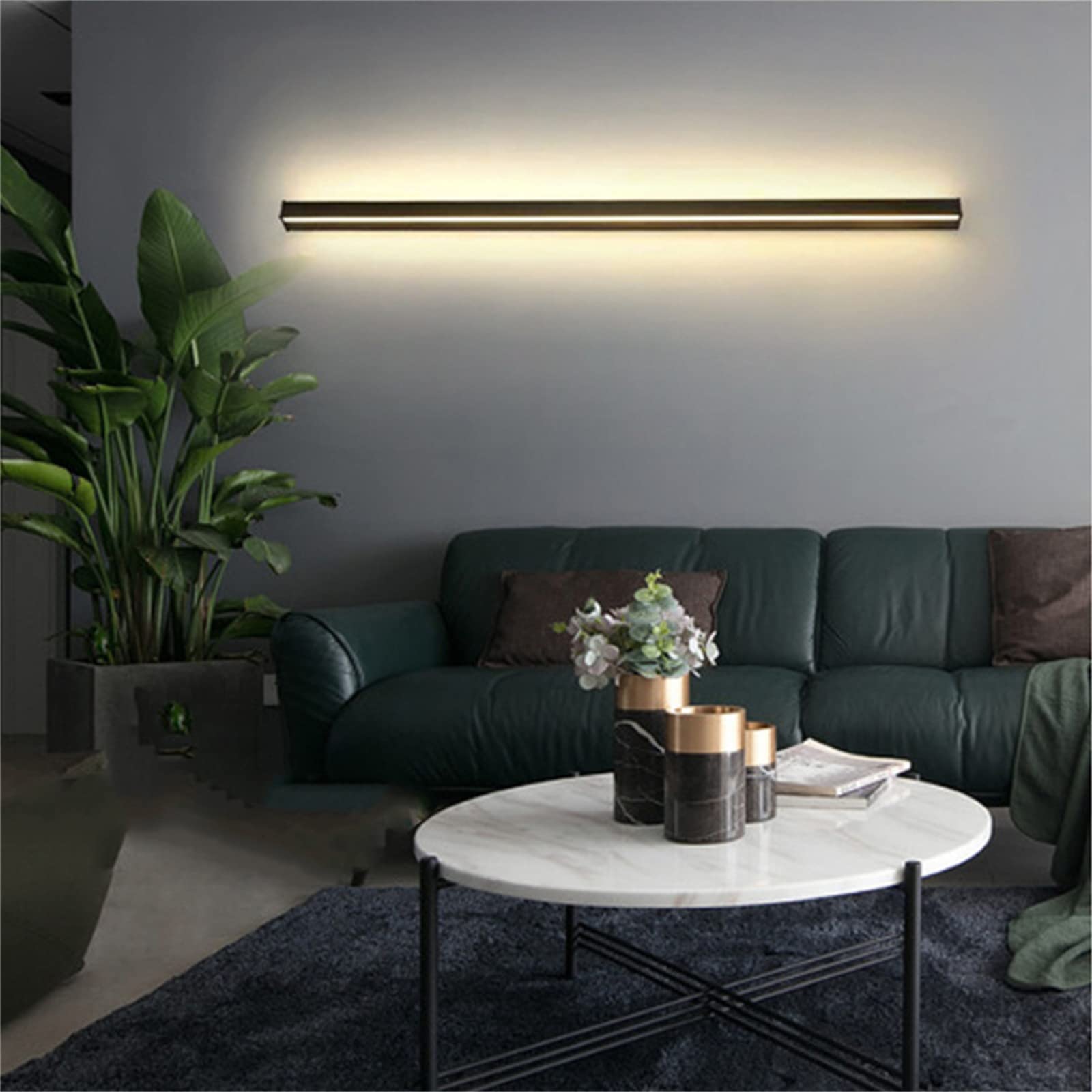 KKXXYQFC Kinkiety Kinkiety LED Długie paski Światła Sypialnia Kinkiet Wewnętrzny kinkiet Aluminiowa lampka nocna Dekoracja Czarny prostokąt Salon Góra dół Kinkiet Korytarz Schody Zimna biel