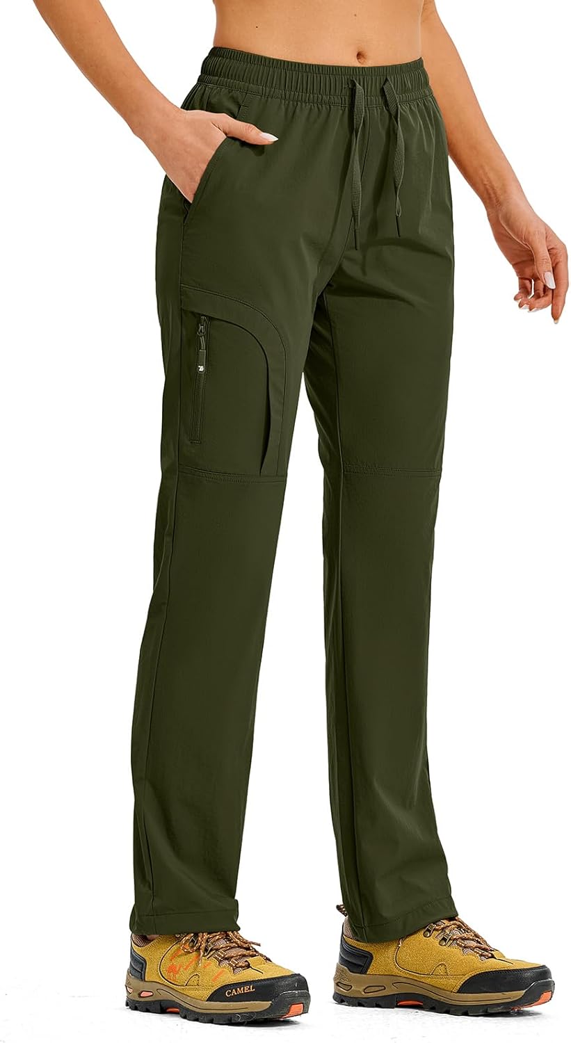 TBMPOY Women's Hiking Pants Water Resistant Lightweight Quick Dry Cargo Travel Fishing Work Camping Pant with 4 Pockets Army Green X-Large