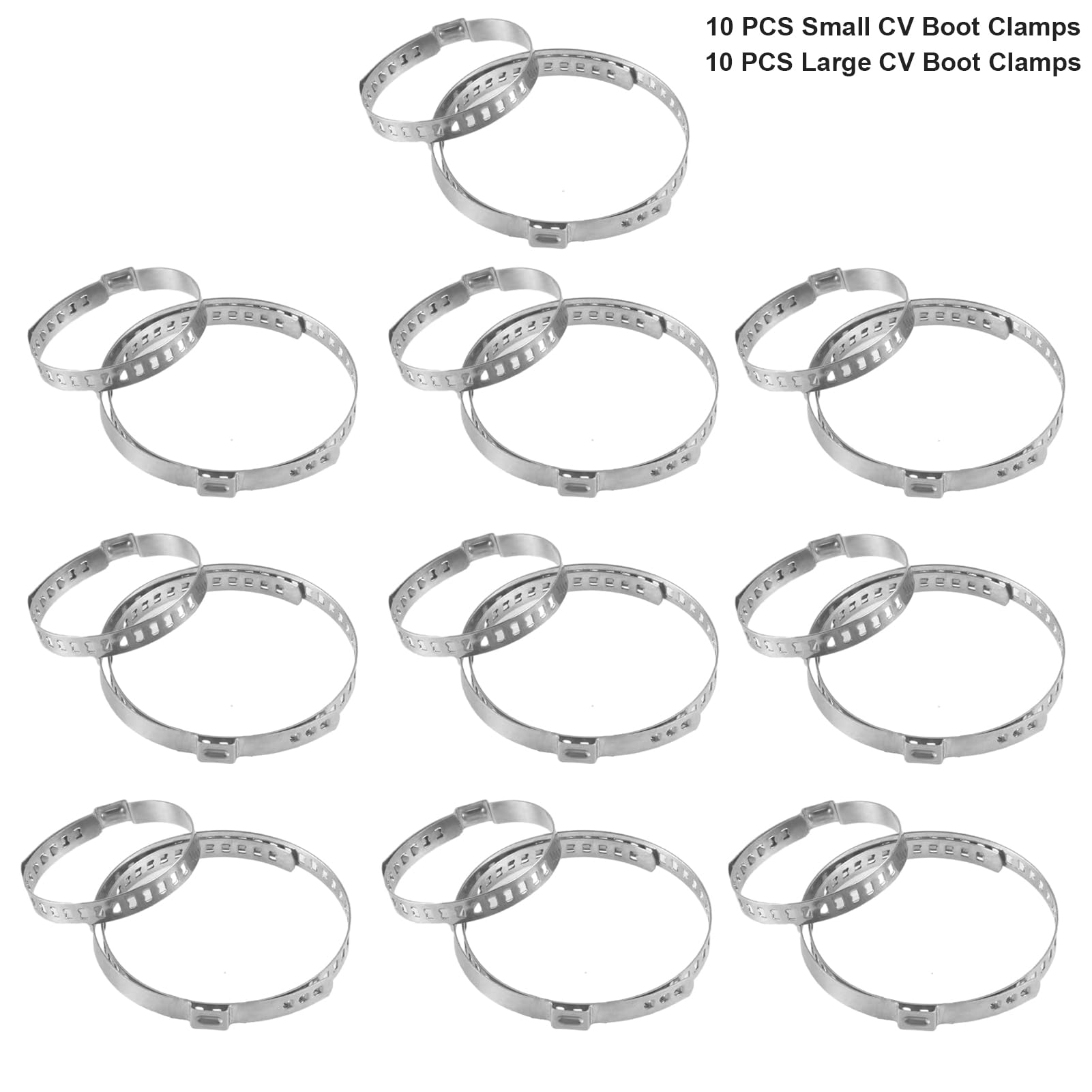 Kit 10 Pinces Collier Cardan - 5 Grandes + 5 Petites - Acier Inoxydable Pour Soufflet Arbre à Cardan
