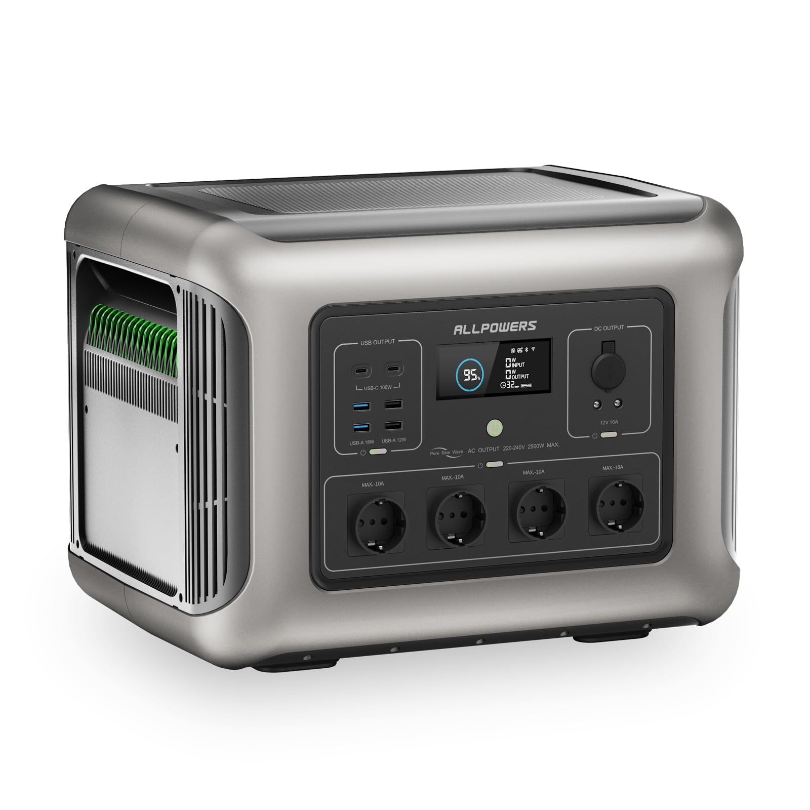 ALLPOWERS R2500 V2 Tragbare Powerstation 1920Wh, LFP-Akku mit 4500+ Zyklen, Solargenerator mit 4x 2500W AC Ausgängen, 1 Std 100% Schnell Aufladen Mobiler Stromspeicher für Zuhause Camping Wohnmobil