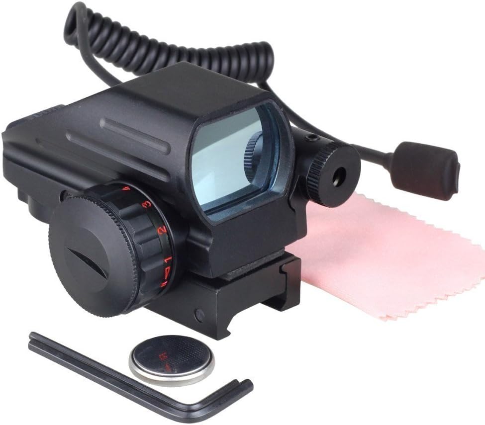 Ourgears Holographic Red and Green Dot Sighting Scope Tactical Reflex with 3 Different Reticles – Built-in Weaver Picatinny Rail Base Mount - Shock & Fog Proof, Water Resistant