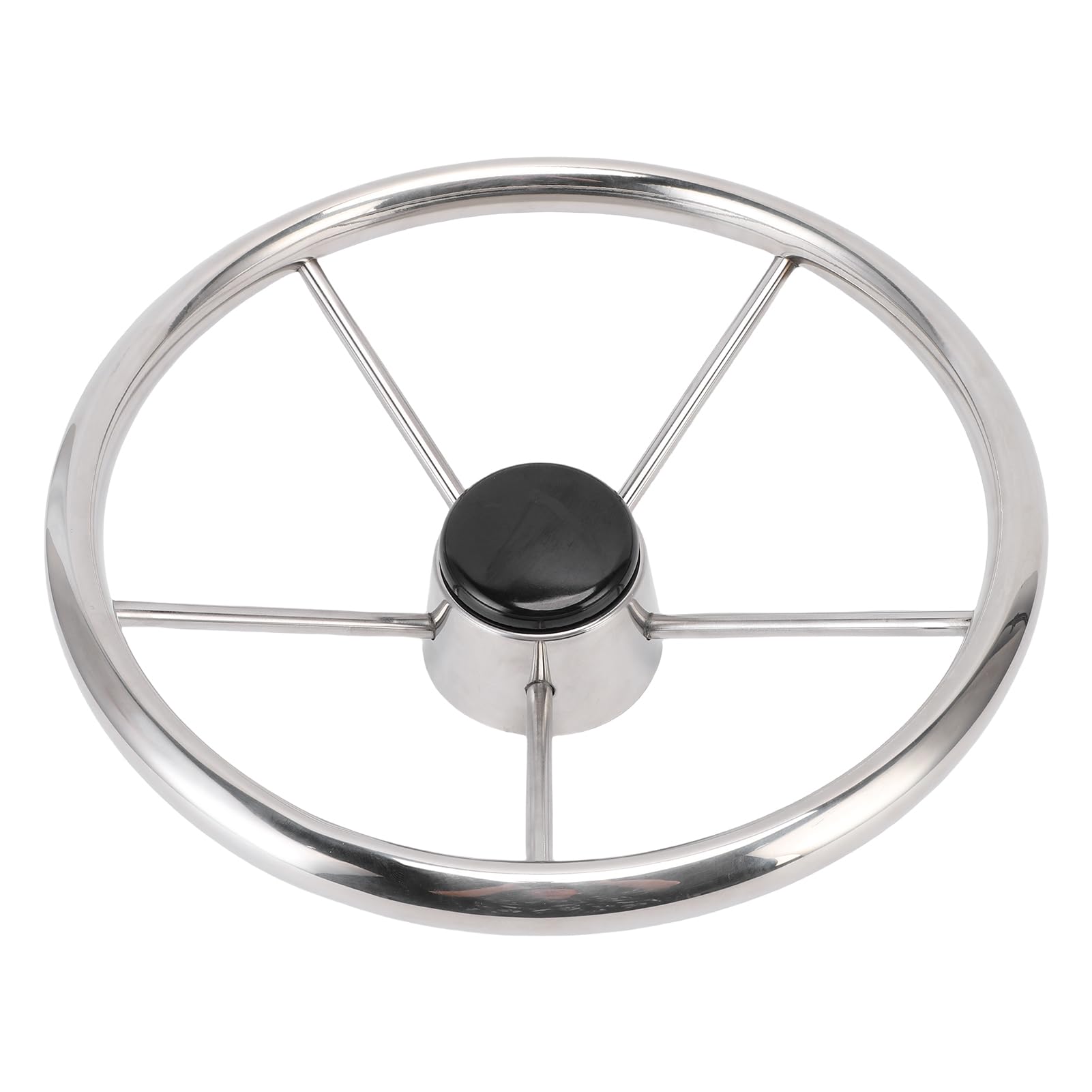 Acouto Volant de Bateau en Acier Inoxydable à 5 Rayons de 13-/2 Pouces, Volant Marin à la Mode pour Yacht, Hors-bord, Ponton à Partir de 304, la de Bateau en Acier Inoxydable à 5 Rayons