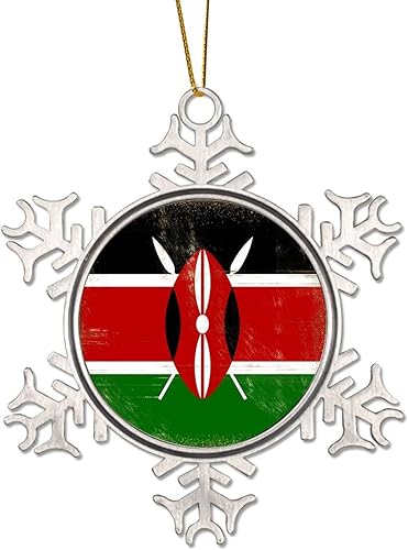 Miniatura 11 de Decoraciones de Navidad de peltre, bandera retro de Letonia, bandera nacional, copo de nieve de metal, adorno de Navidad para colgante de árbol de