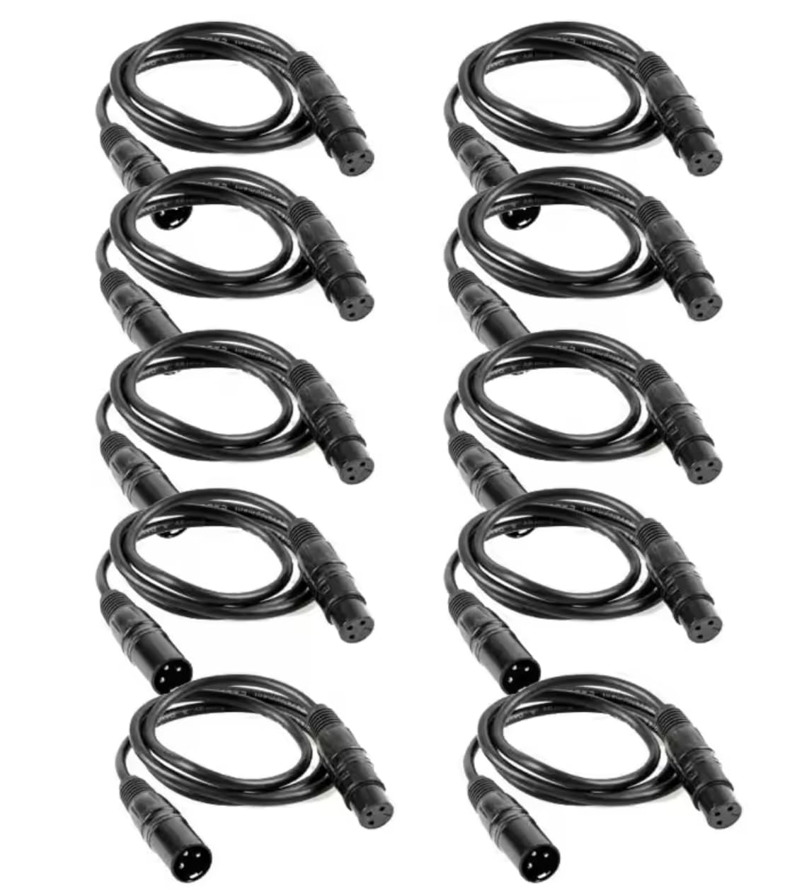 Genérico Cables de Audio XLR Macho a Hembra, Negro, Conectores de 3 Pines, para Micrófono y Equipos de Audio Profesional, Pack de 10