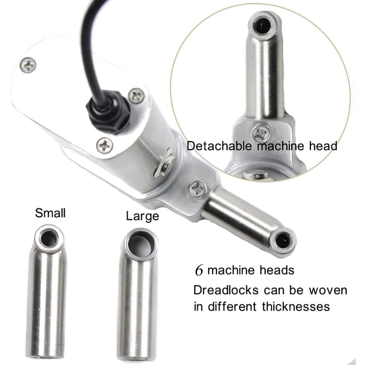 Kit de Herramientas para rastas, máquina de Ganchillo para Hacer rastas eléctricas de Acero Inoxidable, máquina para Hacer Cabello con Trenzas de Ganchillo para rastas eléctricas,12mm