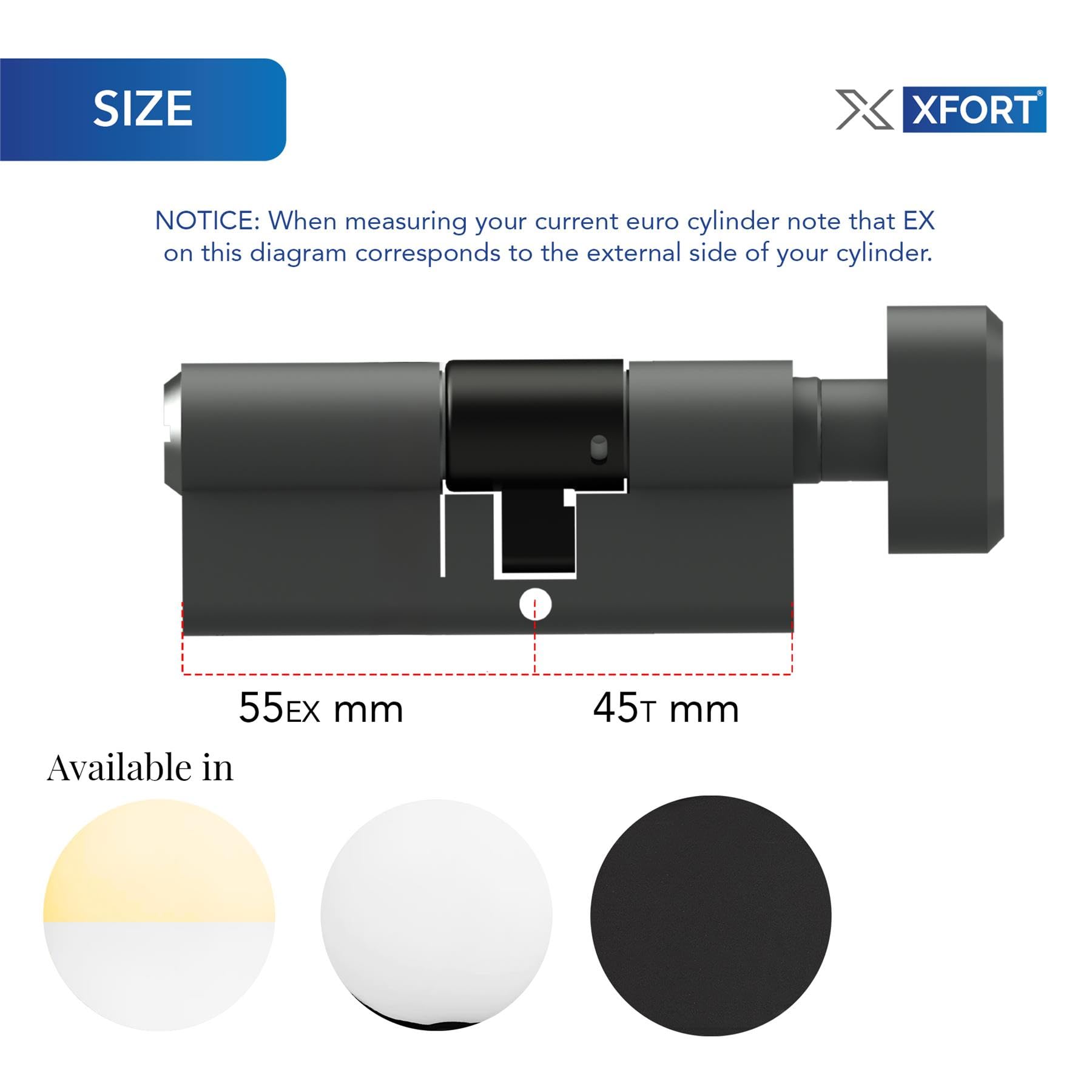 XFORT Colossus Matt Black 3 Star Kitemarked Euro Cylinder Lock 55EX/45 (100mm), British Standard TS007 Anti-Snap Barrel Lock - Image 4