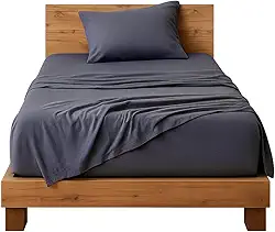 Decolab Jogo de Lençol 100% Algodão Premium Extra Macio - Roupa De Cama Antiácaro, Inclui Lençol Com Elástico (Forro) E Fronhas (Azul-marinho, Solteiro Completo)