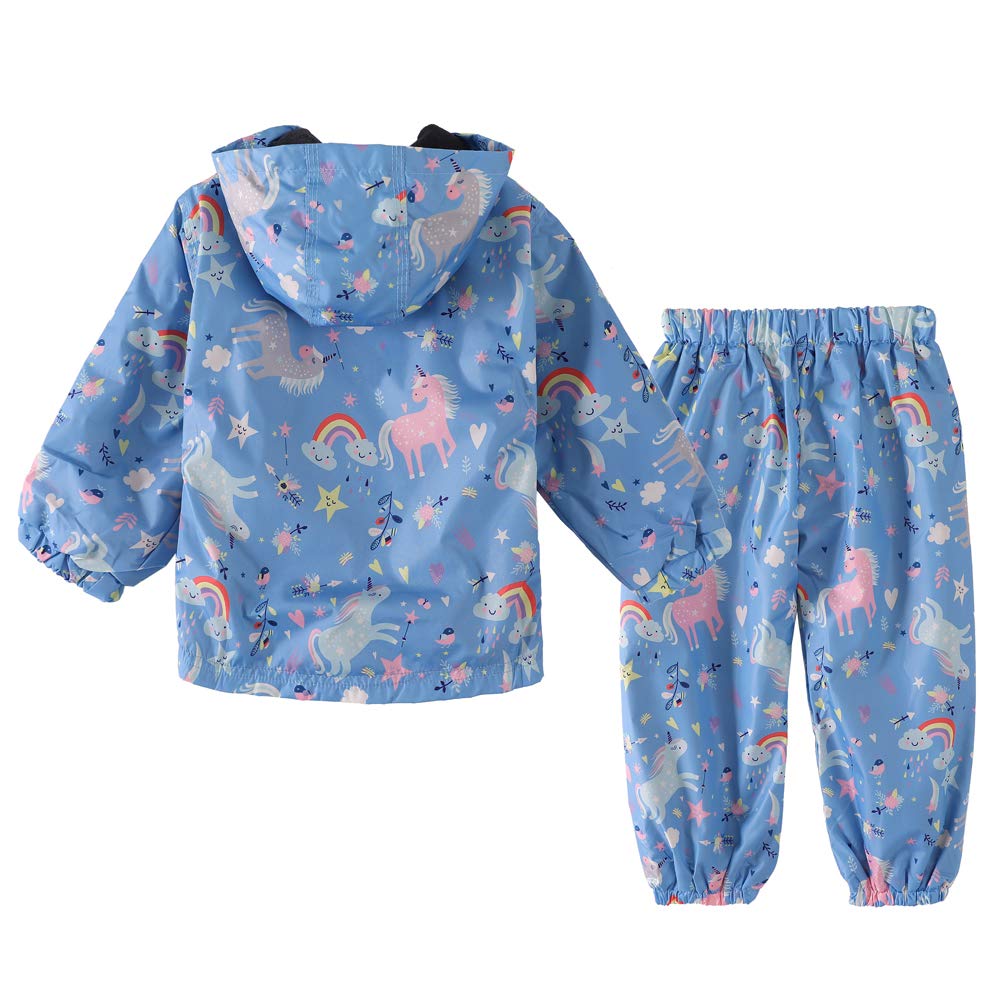 LZH Jungen Mädchen Regenmantel, wasserdichte Kapuze Jacke Mantel Hose Anzug 2PCS Sets