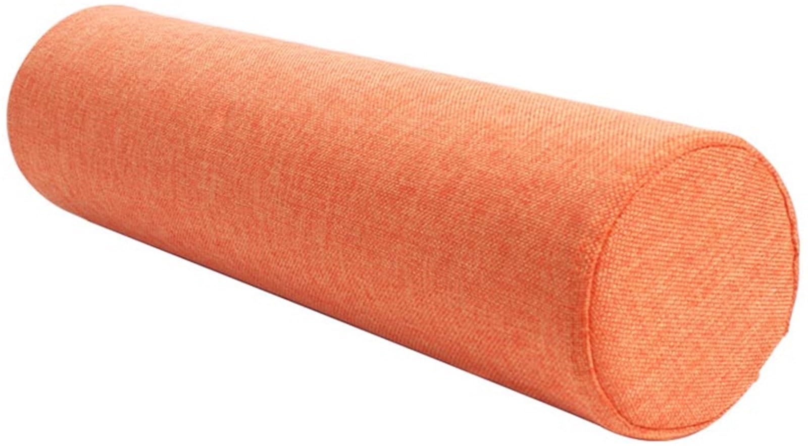 Long Round Bolster Pillow, Soft and Comfortable Neck Support Pillow, Linen Fabric Cylinder Pillow for Head, Back, Legs and Yoga, Round Cushion Roll Pillow for Bed Use(Orange,10 x 50 cm)