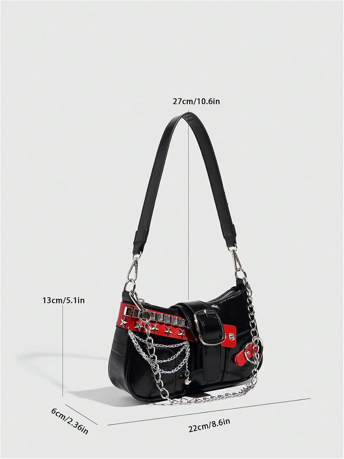 Verdusa Women's Y2k Star Embroidery Shoulder Bag Mini Chain Hobo Handbag Purses - Image 4